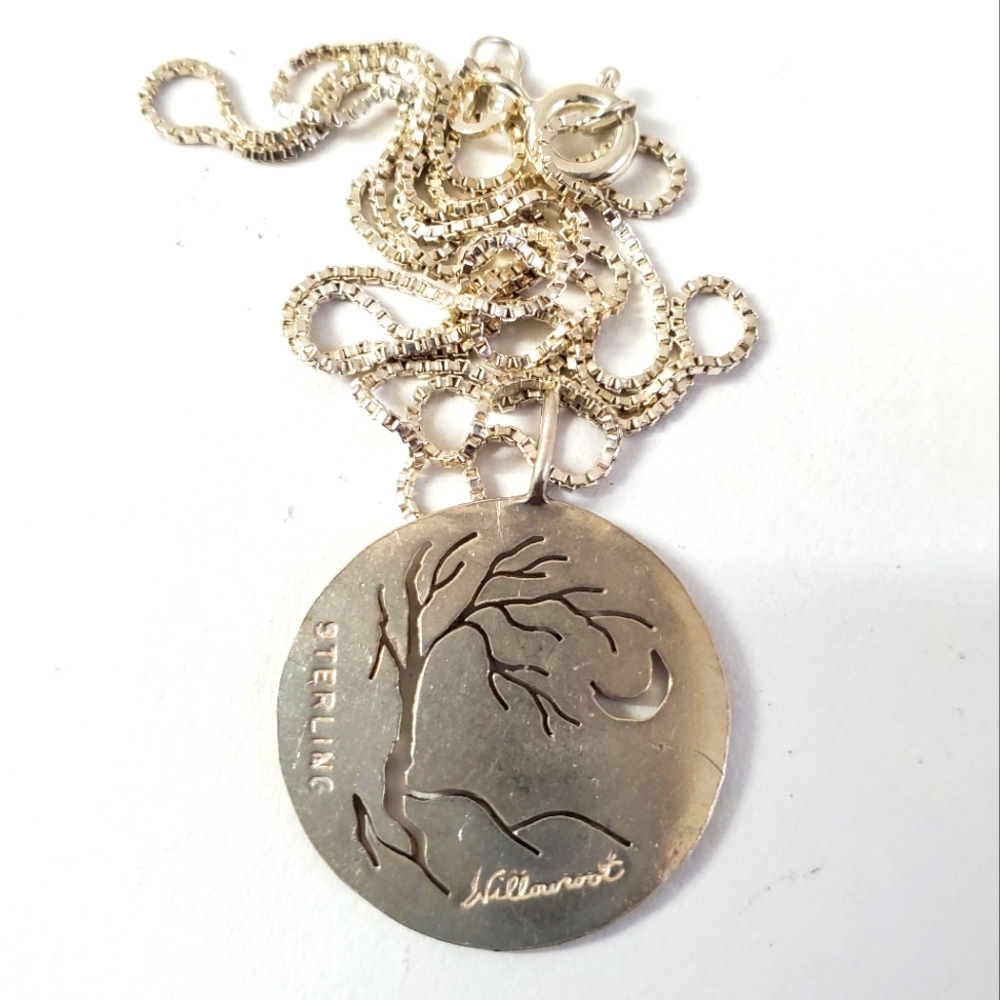 Sterling Silver 925 Necklace Willow root Tree Significant